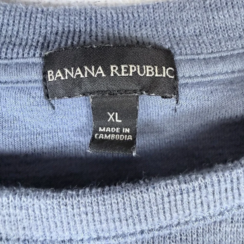 Banana Republic Double Knit Long Sleeve Crewneck Vintage Indigo Shirt Men's XL